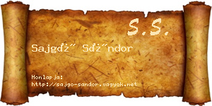 Sajgó Sándor névjegykártya